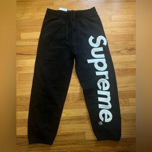 Supreme Satin Applique Black Fleece Pants